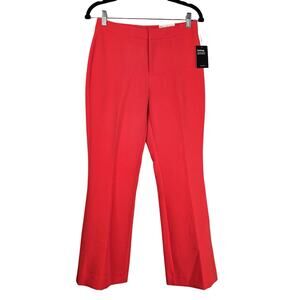 Nine West Pants Womens 4 Red Kick Flare Mid Rise Dress Suiting Office Career NEW